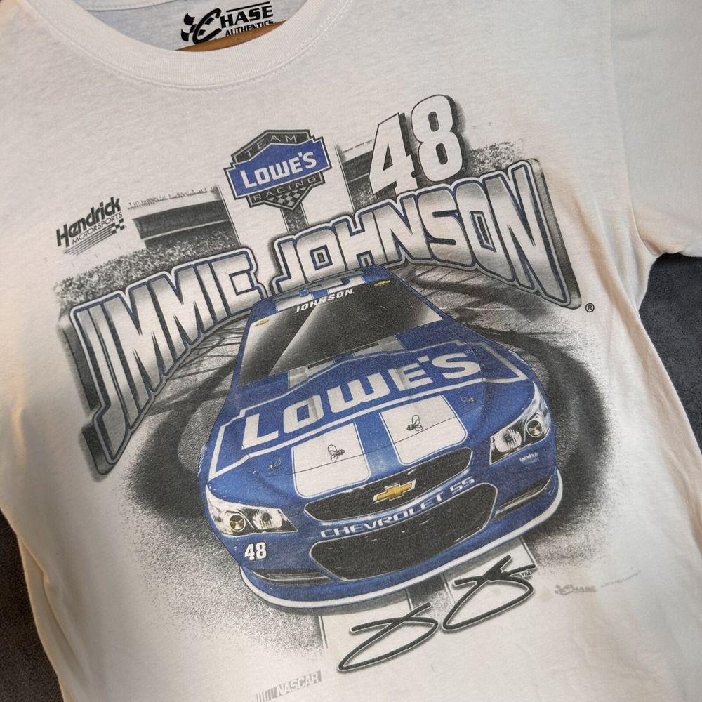 NASCAR Jimmy Johnson Mens M 2013 Chase Authentics White Short Sleeve T-shirt